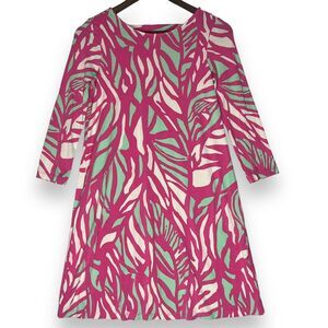Lilly Pulitzer Ophelia Swing Dress Pink Papaya Player Print 3/4 Sleeve XS Resort